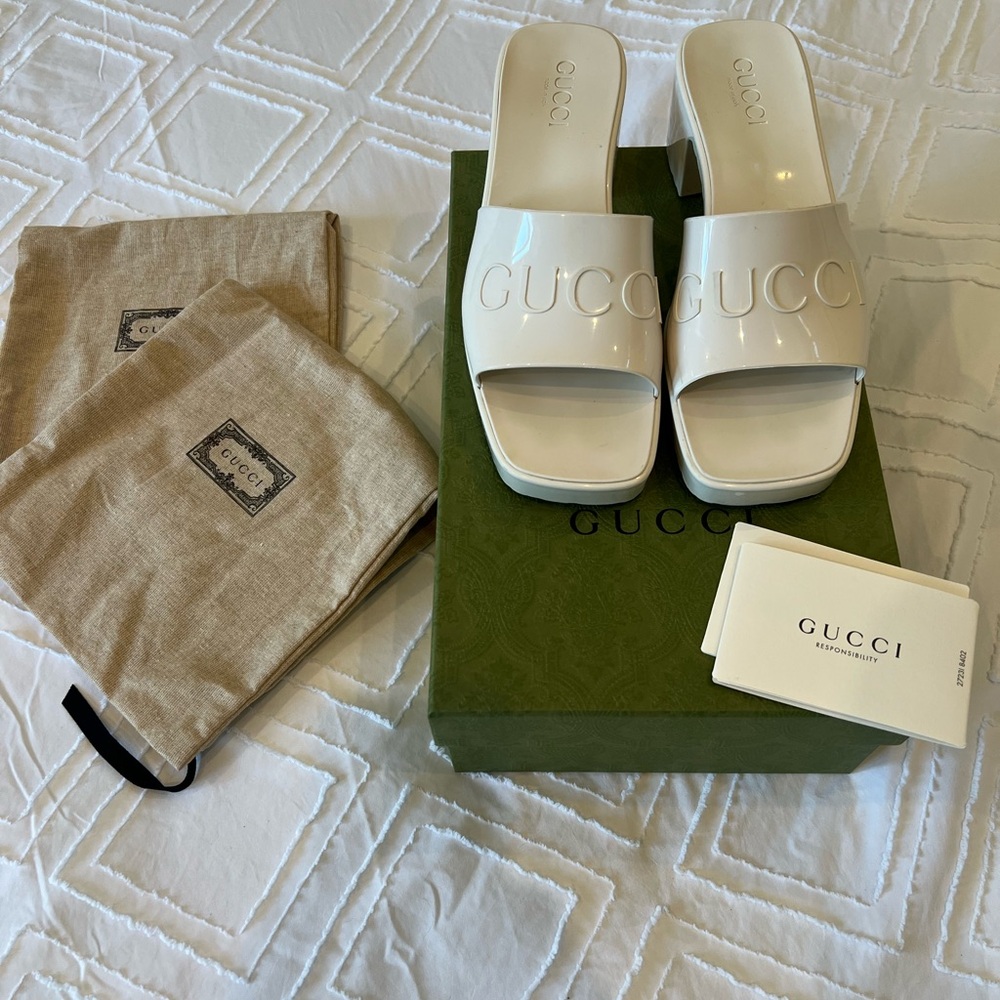 Gucci Cream Slide Sandals